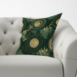 Warren Reed Designer Abstract Green Gold Moon Pattern Cushions 60Cm X 60Cm - thumbnail 2