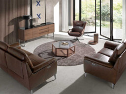 Angel Cerda Elegant Walnut Sideboard With Chrome Legs And Black Glass Top - thumbnail 3