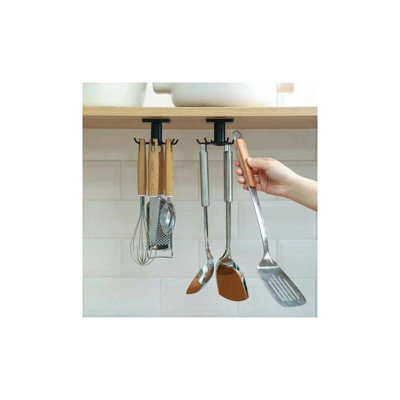 Rotating Kitchen Hook Without Drilling, Cabinet Spatula Holder, Hanging Wall Storage Rack - image 1