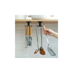Rotating Kitchen Hook Without Drilling, Cabinet Spatula Holder, Hanging Wall Storage Rack - thumbnail 1