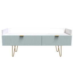 Linear Ready Assembled Matt Duck Egg & White Media Unit With 2 Drawers, (H)128Cm X (W)51.5Cm X (D)39.5Cm - thumbnail 1