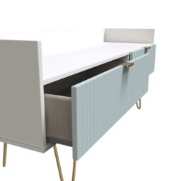 Linear Ready Assembled Matt Duck Egg & White Media Unit With 2 Drawers, (H)128Cm X (W)51.5Cm X (D)39.5Cm - thumbnail 4