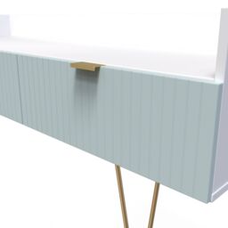Linear Ready Assembled Matt Duck Egg & White Media Unit With 2 Drawers, (H)128Cm X (W)51.5Cm X (D)39.5Cm - thumbnail 3