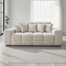 Furnishings For Less UK Jenson Natural 3 Seater Plush Velvet Sofa With Deep Seats - thumbnail 2