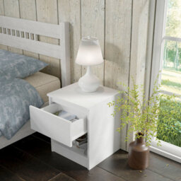 Arte Maja 40Cm Bedside Table - White Matt, Compact Nightstand With One Drawer - thumbnail 4