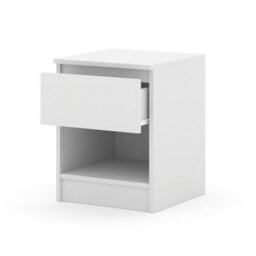 Arte Maja 40Cm Bedside Table - White Matt, Compact Nightstand With One Drawer - thumbnail 6