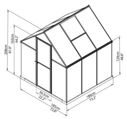 Palram - Canopia Mythos 6X6 Ft Silver Aluminium Apex Greenhouse With Polycarbonate (Pc) Glazing - thumbnail 4