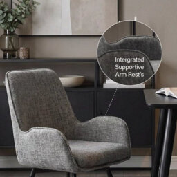 Fwstyle Set Of 2 Amelia Grey Linen Upholstered Swivelling Carver Dining Chairs - thumbnail 2