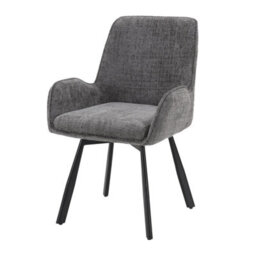 Fwstyle Set Of 2 Amelia Grey Linen Upholstered Swivelling Carver Dining Chairs - thumbnail 4