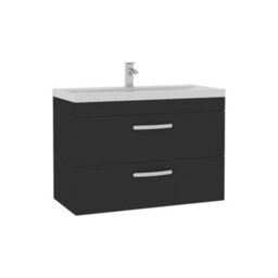 Royal Bathrooms Turin 800mm Matt Black Wall Hung Vanity Unit 2 Drawer With Mid-Edge Basin - thumbnail 6