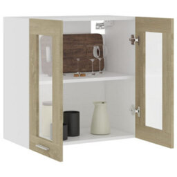 Walplus Hanging Glass Cabinet Sonoma Oak  60X31X60 Cm Engineered Wood - thumbnail 4