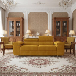 Torezio Sofa 2 Living Room Sofa With Adjustable Headrests Chipboard Frame Polyurethane Foam 198Cm 102Cm 70Cm Mustard - thumbnail 2