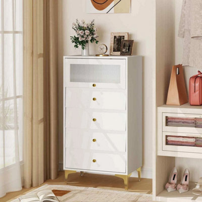 4 Drawer Dresser W/ Flip Up Fluted Door & Pullout Drawers - image 1