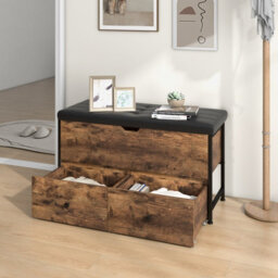 Costway Storage Ottoman Bench Flip Top Storage Chest With 2 Drawers Wooden Storage Bench - thumbnail 9