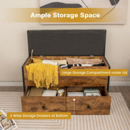 Costway Storage Ottoman Bench Flip Top Storage Chest With 2 Drawers Wooden Storage Bench - thumbnail 3