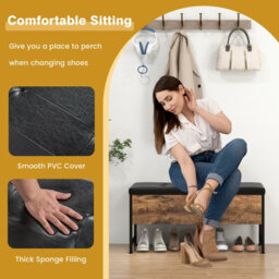 Costway Storage Ottoman Bench Flip Top Storage Chest With 2 Drawers Wooden Storage Bench - thumbnail 4