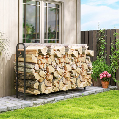 Outsunny Steel Firewood Log Rack, 300 Kg Indoor Outdoor Fireplace Log Holder - image 1