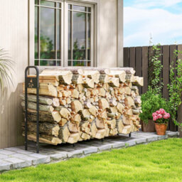 Outsunny Steel Firewood Log Rack, 300 Kg Indoor Outdoor Fireplace Log Holder - thumbnail 1
