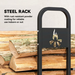 Outsunny Steel Firewood Log Rack, 300 Kg Indoor Outdoor Fireplace Log Holder - thumbnail 5