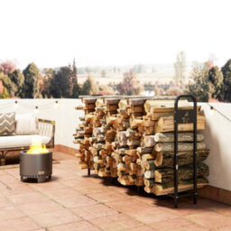 Outsunny Steel Firewood Log Rack, 300 Kg Indoor Outdoor Fireplace Log Holder - thumbnail 9
