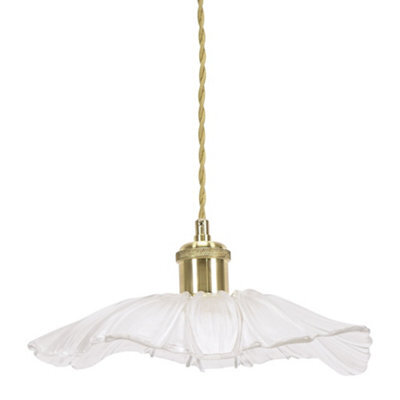 Valuelights Cassia Gold Hanging Pendant Ceiling Light With Clear Glass Flower Shade - image 1