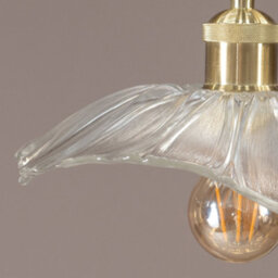 Valuelights Cassia Gold Hanging Pendant Ceiling Light With Clear Glass Flower Shade - thumbnail 2