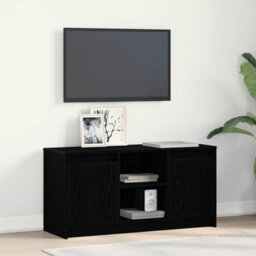 Berkfield Tv Cabinet With Led Lights In Black Oak, 100X34X50 Cm, Made From Engineered Wood - thumbnail 1