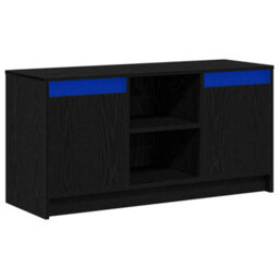 Berkfield Tv Cabinet With Led Lights In Black Oak, 100X34X50 Cm, Made From Engineered Wood - thumbnail 2