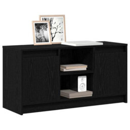 Berkfield Tv Cabinet With Led Lights In Black Oak, 100X34X50 Cm, Made From Engineered Wood - thumbnail 3