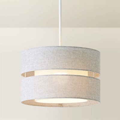 Valuelights Sophia 2 Tier Grey Linen Drum Ceiling Lamp Shade (D)30Cm - image 1