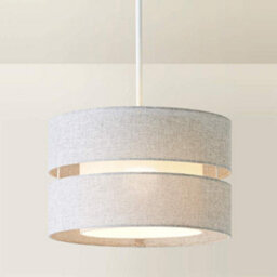 Valuelights Sophia 2 Tier Grey Linen Drum Ceiling Lamp Shade (D)30Cm