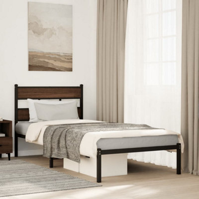 Walplus Bed Frame Without Mattress With Headboard Brown Oak 90X200 Cm - image 1