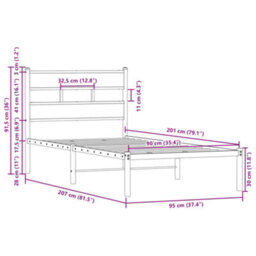 Walplus Bed Frame Without Mattress With Headboard Brown Oak 90X200 Cm - thumbnail 9