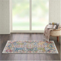 Grey/multicolor Persian Floral Rug, Stain-Resistant Luxurious Traditional Rug For Bedroom, & Diningroom-71Cm X 244Cm (Runner) - thumbnail 2