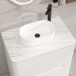 Royal Bathrooms Venice 700mm Gloss White Freestanding Bathroom Countertop Vanity Unit 2 Drawer With Lyon Basin - thumbnail 6