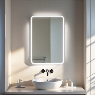 Fino Stone Catolico Rectangular Led Bathroom Mirror 60X80Cm - image 1