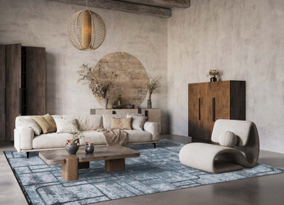 Belgravia Living Room Area Rug Metallic Sheen Modern Cobble Design Navy 160Cm X 230Cm - image 1