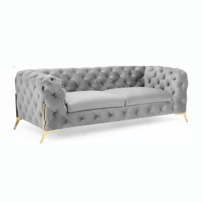 Stratus Interiors Modern Italian Chesterfield Naples Plush Sofa 3 Seater 195Cm