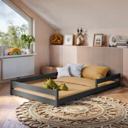 Arte Zofia Graphite 120 X 200Cm European Small Double Low Bed - Foam/bonnell Mattress Included - thumbnail 1