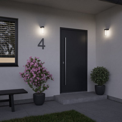 GoodHome Trinidad Fixed Matt Black Mains-Powered (Wired) Integrated Led Outdoor Wall Light 550Lm - image 1