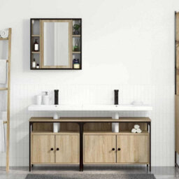 Walplus Bathroom Cabinet Set With Door 3 Pcs Sonoma Oak Engineered Wood - thumbnail 4