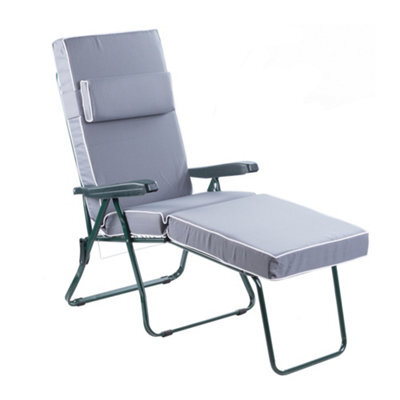 Alfresia Garden Sun Lounger - Green Frame With Grey Luxury Cushion - image 1