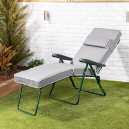 Alfresia Garden Sun Lounger - Green Frame With Grey Luxury Cushion - thumbnail 4
