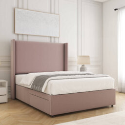 Bsspoke Austin Divan Bed Pink Plush Velvet 54Inch Wingedback Headboard 2 Drawers Footend & Mattress In All Sizes - thumbnail 3