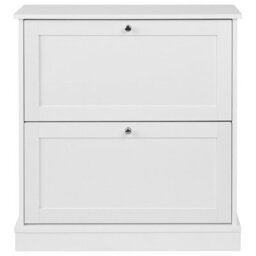 Wyld And Coco Modern White 2-Compartment Shoe Storage Cabinet For Hallway, W76 X D19 X H80Cm - thumbnail 1
