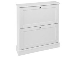 Wyld And Coco Modern White 2-Compartment Shoe Storage Cabinet For Hallway, W76 X D19 X H80Cm - thumbnail 3