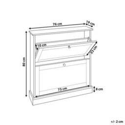 Wyld And Coco Modern White 2-Compartment Shoe Storage Cabinet For Hallway, W76 X D19 X H80Cm - thumbnail 4