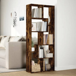 Berkfield Room Divider Bookcase Smoked Oak 67X25X161.5 Cm Engineered Wood - thumbnail 4