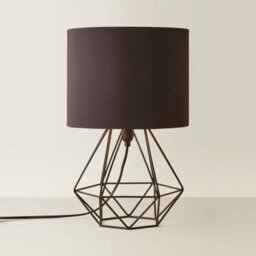Valuelights Angus Modern Black Metal Basket Cage Bed Side Table Lamp With Black Fabric Shade - thumbnail 6