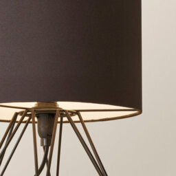 Valuelights Angus Modern Black Metal Basket Cage Bed Side Table Lamp With Black Fabric Shade - thumbnail 3